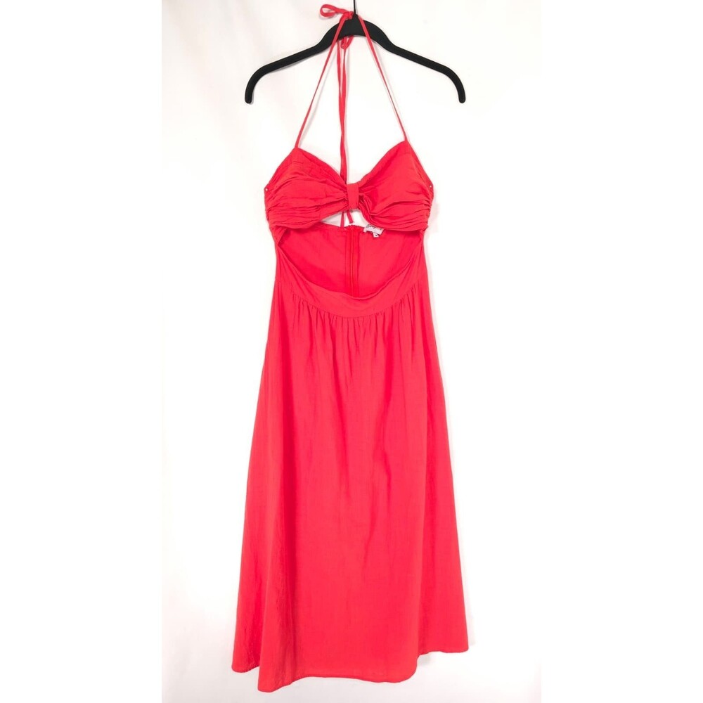 SNDYS Everyday Women's Maxi Dress Orange MEDIUM Open Back 100% Cotton